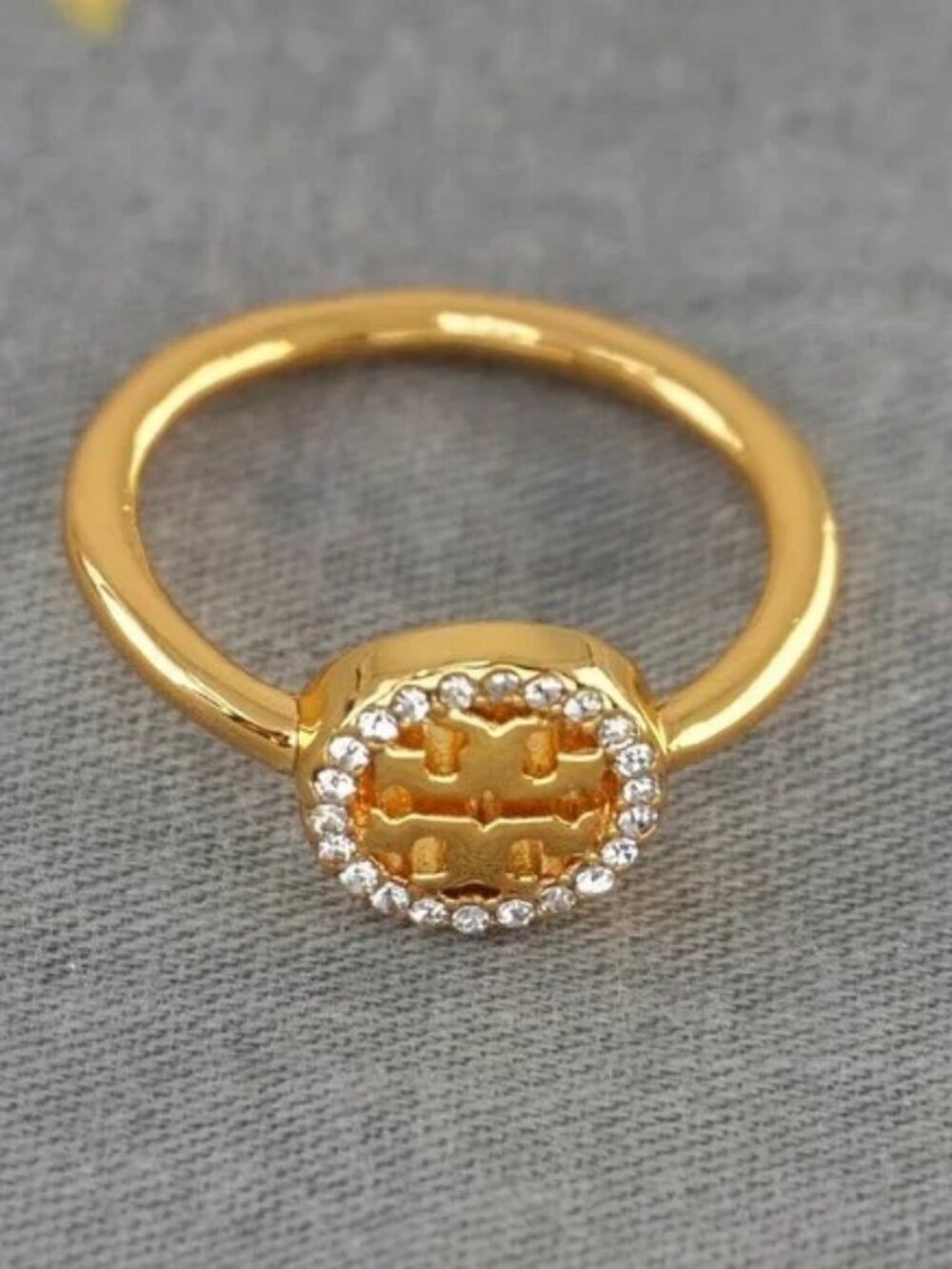 Tory Burch Miller Pavé Single Logo Delicate Ring (Brand New with Dust Bag)
